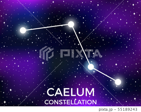 Caelum constellation. Starry night sky. Cluster Caelum constellation. Starry night sky. Cluster 55189243