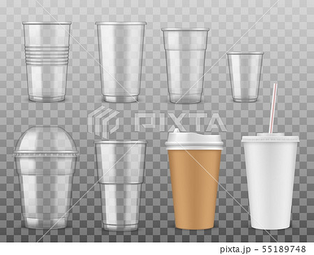 Disposable paper or plastic cups isolated icons 55189748