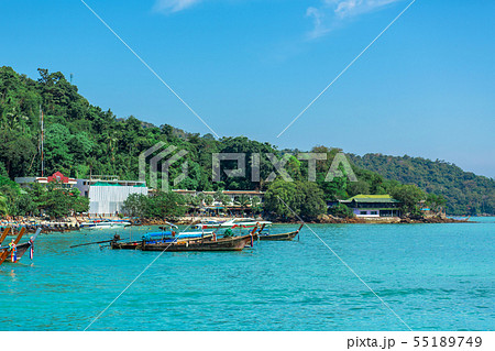 Traditional Thai fishing boats wrapped with 55189749