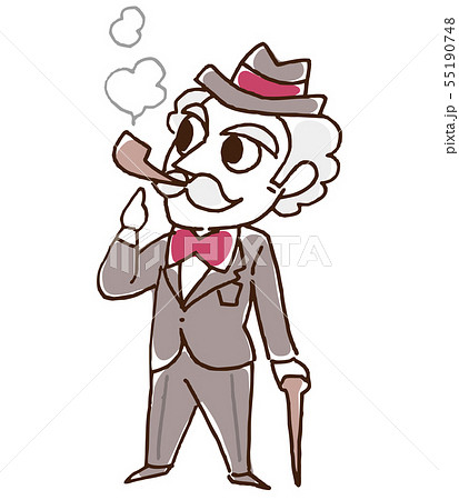 紳士 ミドル スーツ 喫煙のイラスト素材