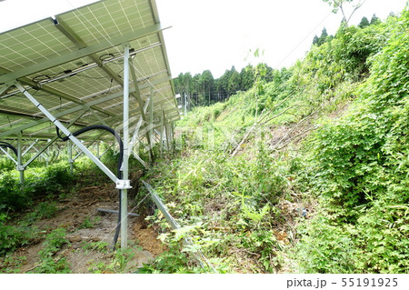 土砂崩れの被害を受けた太陽光発電所 土砂崩れの被害を受けた太陽光発電所 55191925
