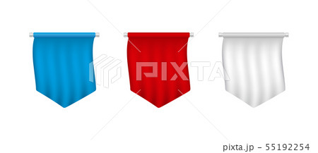 Realistic white, red, blue blank pennant set. Realistic white, red, blue blank pennant set. 55192254