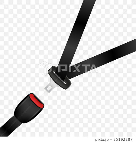 Realistic unlocked safety belt. Automobile open seat belt 55192287
