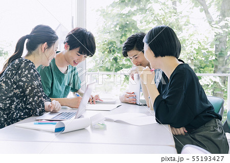 男女　大学生　勉強　撮影協力：恵泉女学園大学 55193427