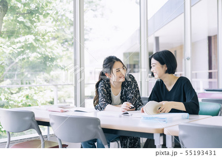 女性　大学生　勉強　撮影協力：恵泉女学園大学 55193431
