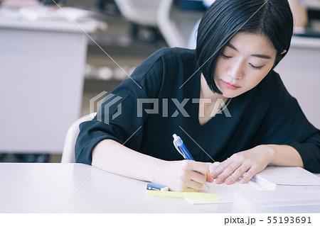 女性　大学生　勉強　撮影協力：恵泉女学園大学 55193691