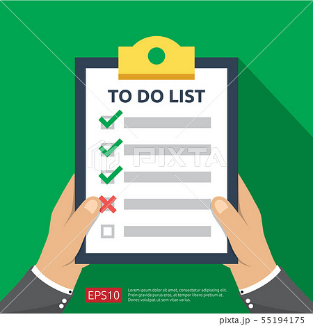 hand holding to do list or planning in flat style 55194175
