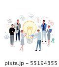 働く人々　電球　アイディア　チーム　イラスト　アイコン 55194355