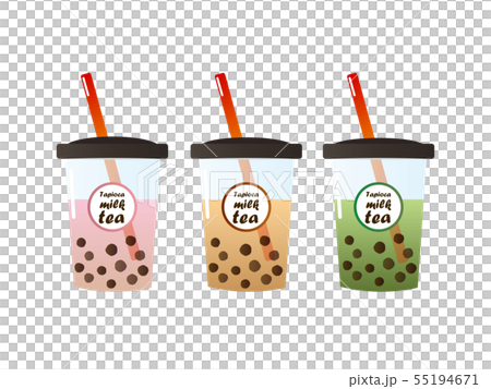 タピオカミルクティーのイラスト素材 55194671