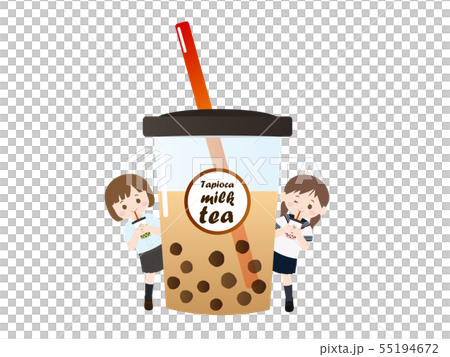 木薯奶茶的女孩的插圖 55194672