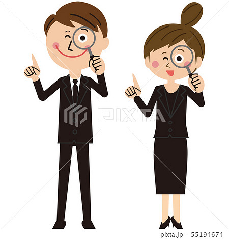 ポップな黒いスーツを着た男女が注目! ポップな黒いスーツを着た男女が注目! 55194674