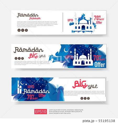 Ramadan sale offer banner set design. Promotion Ramadan sale offer banner set design. Promotion 55195138