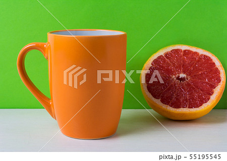 Orange coffee cappuccino mug mockup with Orange coffee cappuccino mug mockup with 55195545