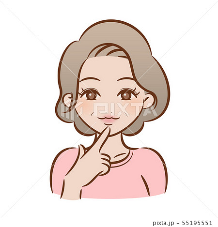Woman pointing at mouth cartoon - Stock Illustration [55195551] - PIXTA