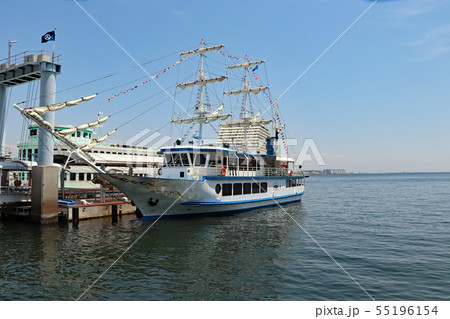 港に停泊する遊覧船 55196154