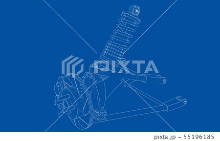 Car suspension with shock absorber. Vector Car suspension with shock absorber. Vector 55196185