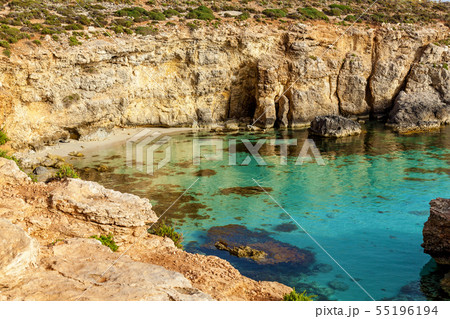 Pure crystal water of Blue Lagoon on Malta 55196194