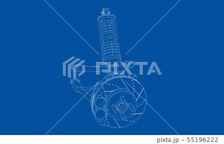 Car suspension with shock absorber. Vector Car suspension with shock absorber. Vector 55196222