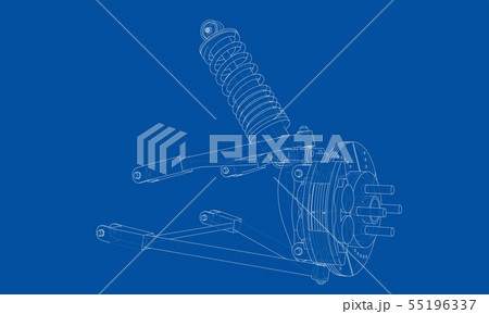 Car suspension with shock absorber. Vector Car suspension with shock absorber. Vector 55196337