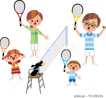 家族でテニスのイラスト素材