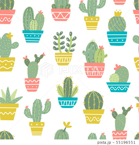 Seamless retro cactus pattern Seamless retro cactus pattern 55196551