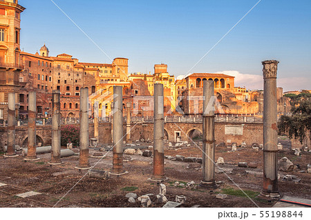 Ancient Roman ruins in the center of Rome, Italy. 55198844