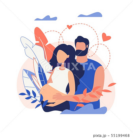 Banner Husband and Wife who Expecting Baby Cartoon 55199468