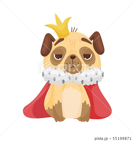 Cute pug in a king costume. Vector illustration on white background. 55199871