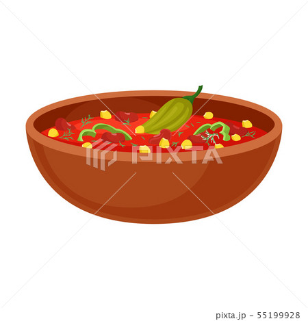 Tomato soup with hot peppers. Vector illustration on white background. Tomato soup with hot peppers. Vector illustration on white background. 55199928