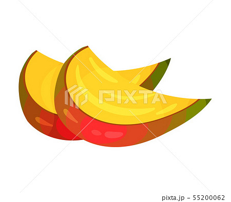 Two slices of mango. Vector illustration on white background. Two slices of mango. Vector illustration on white background. 55200062
