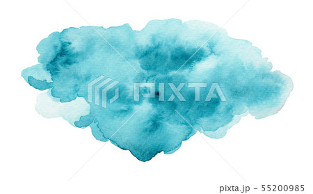 Calm expressive blue and turquoise watercolor blob Calm expressive blue and turquoise watercolor blob 55200985