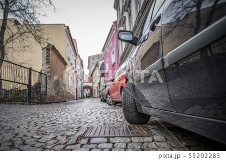 car parked in the street of big city in europe 55202285