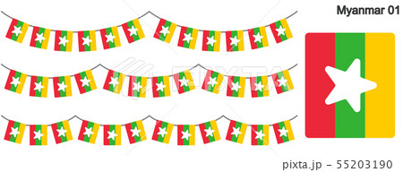 ミャンマーの国旗のガーラーンド　ベクターデータ（bunting garland）