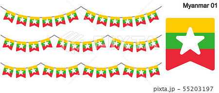 ミャンマーの国旗のガーラーンド　ベクターデータ（bunting garland）