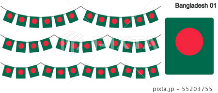 バングラデシュの国旗のガーラーンド　ベクターデータ（bunting garland）