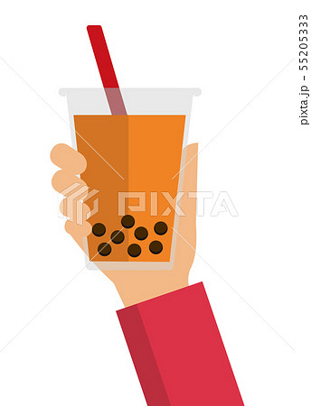 タピオカドリンク タピオカミルクティー タピオカソーダ 手持ちイラストのイラスト素材