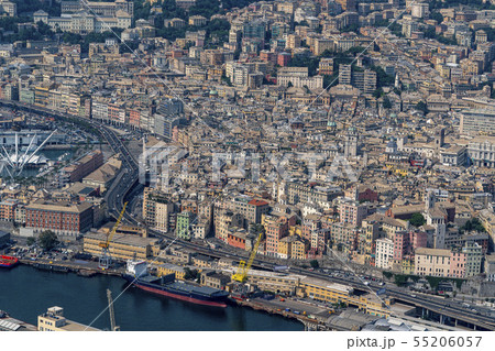 Genoa old town harbor aerial view 55206057