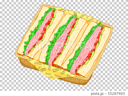 ハムのサンドイッチのイラスト素材
