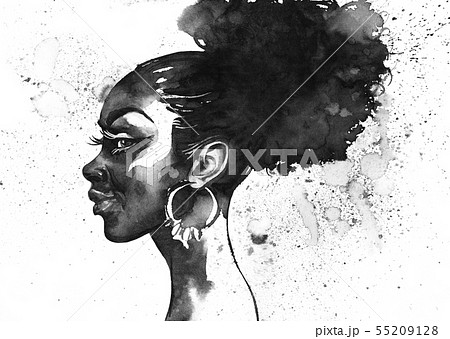 Watercolor fashion portrait 55209128