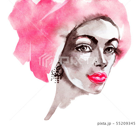 Watercolor fashion portrait Watercolor fashion portrait 55209345
