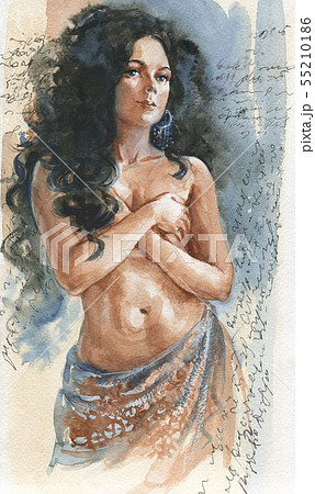 Watercolor portrait of dancing woman Watercolor portrait of dancing woman 55210186