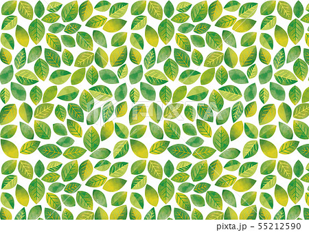 北欧風 グリーン葉っぱ ランダム密度高め パターン 背景透過 のイラスト素材