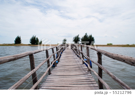 Long wooden bridge Long wooden bridge 55212796