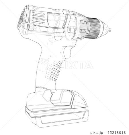 Electric cordless screwdriver. Vector 55213018
