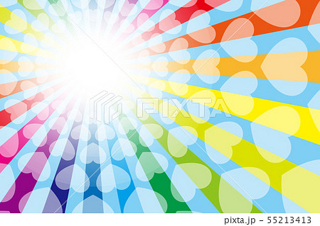 カラフル ベクターイラスト背景壁紙 虹色 レインボーカラー ハートマーク 無料素材 フリーサイズ 愛のイラスト素材