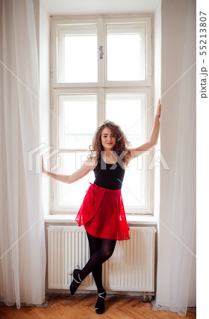 A portrait of young dance woman teacher indoors. Copy space. 55213807