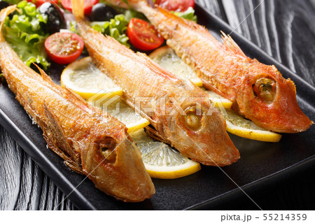 Delicious fresh fried saltwater fish gurnard with Delicious fresh fried saltwater fish gurnard with 55214359