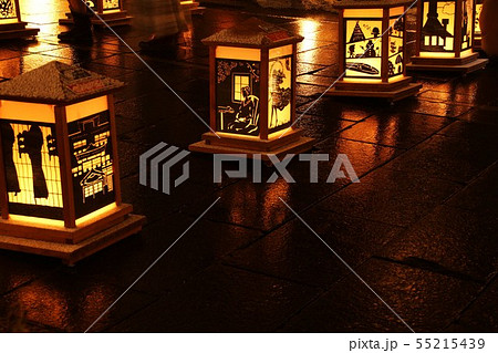 善光寺 灯明祭りの写真素材