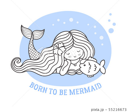 Little dreamy mermaid with fish. Friendship. 55216673
