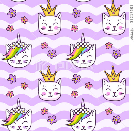 Cat snouts on a wavy violet background. 55217505